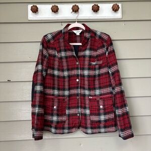 L.L. Bean Red and Black Blazer Classic Plaid Design